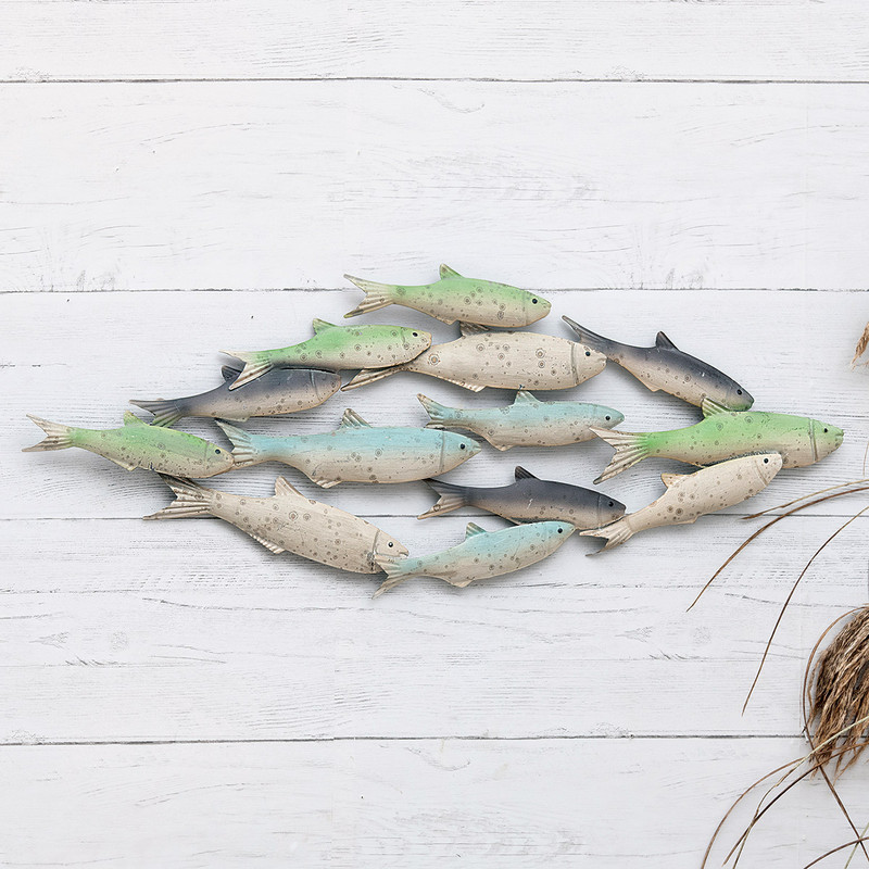 Pastel School of Fish Metal Wall Art - CLEARANCE