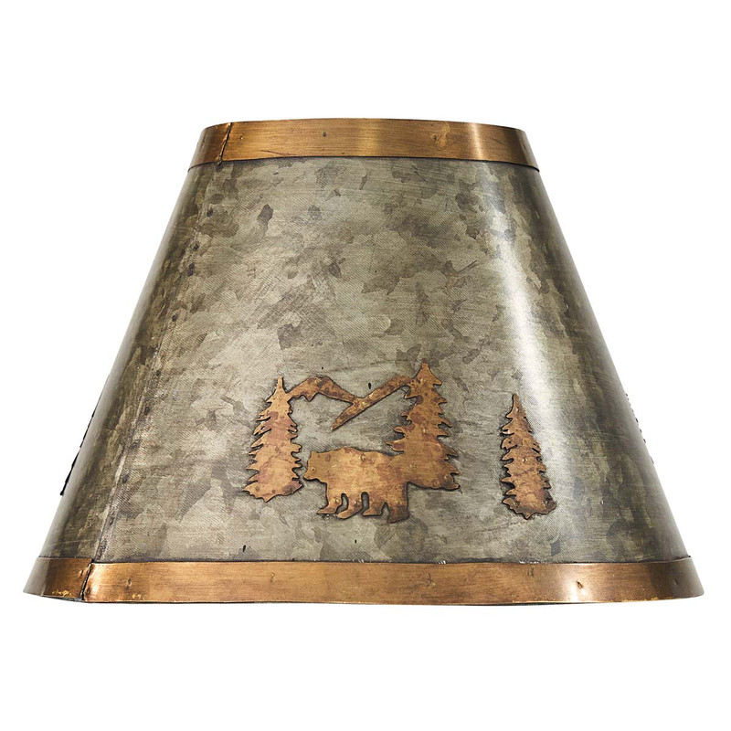 Bear & Pine Rustic Metal Lampshade - 12 Inch