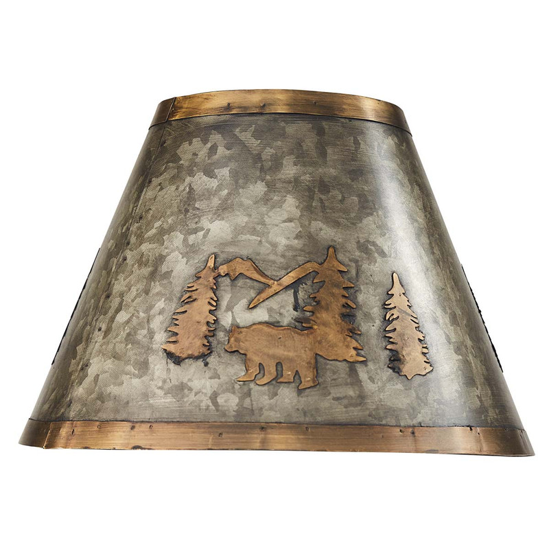 Bear & Pine Rustic Metal Lampshade - 14 Inch