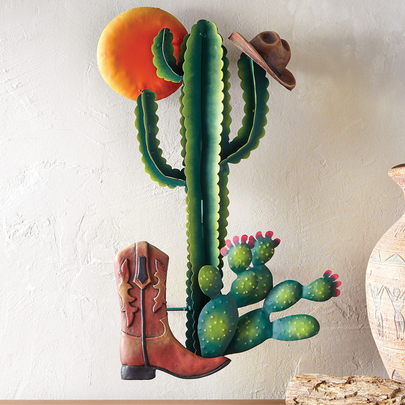 Cowboy Cactus 3-D Wall Art
