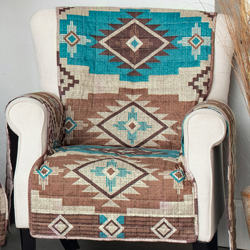 Mocha Turquoise Southwest Chair Cover
