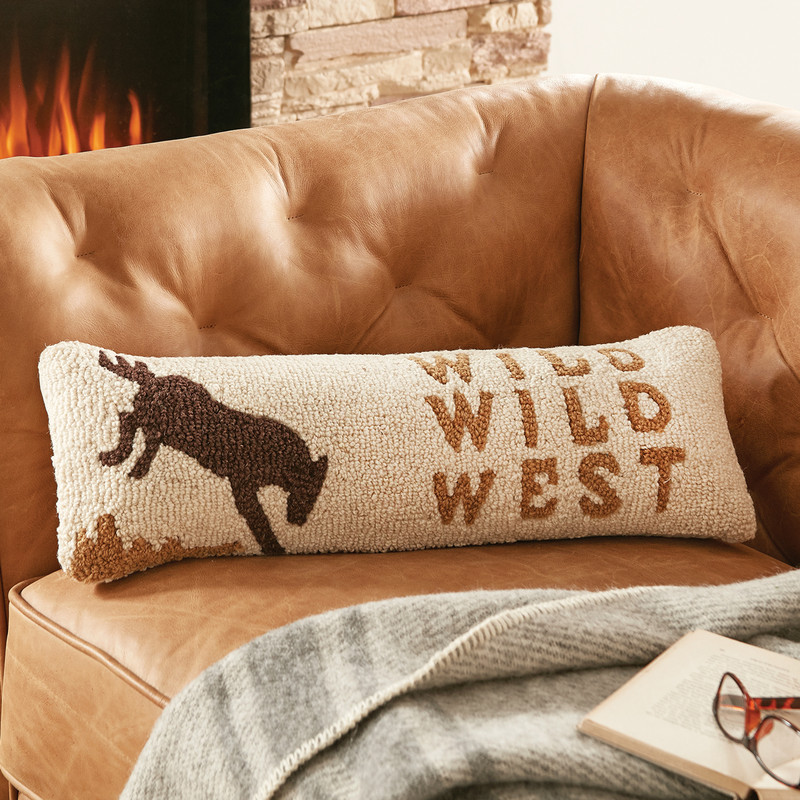 Buckin West Hooked Wool Pillow