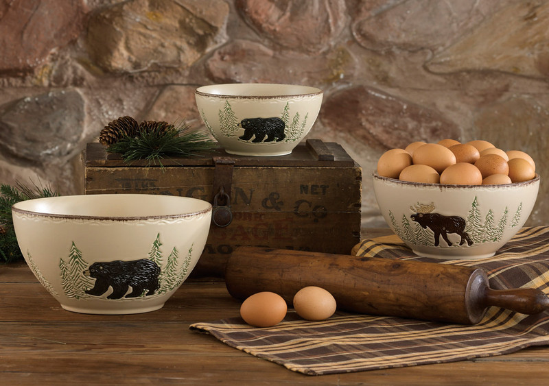 Bear & Moose Stoneware Mixing Bowl Set - 3 pcs