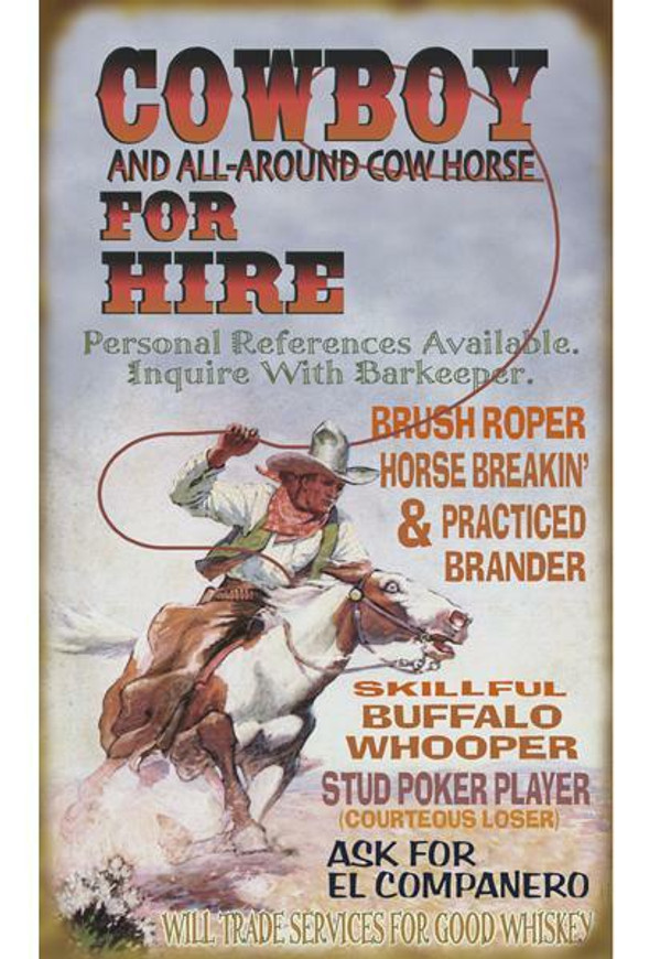 Cowboy for Hire Sign