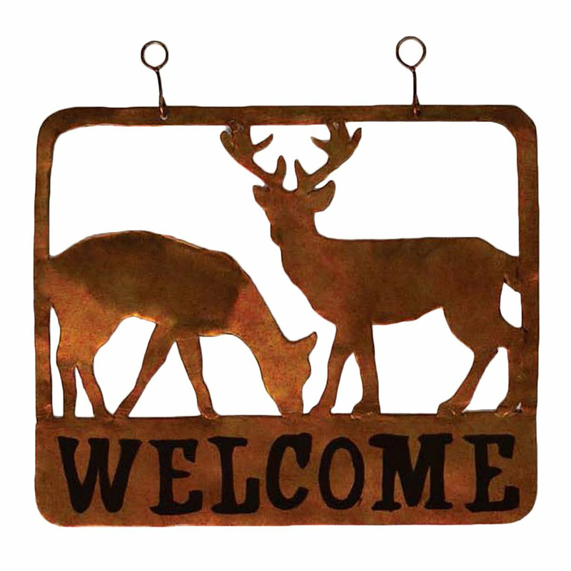 Deer Duo Metal Welcome Sign