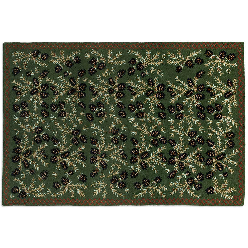 Diamond Pine Hooked Wool Rug - 6 x 9
