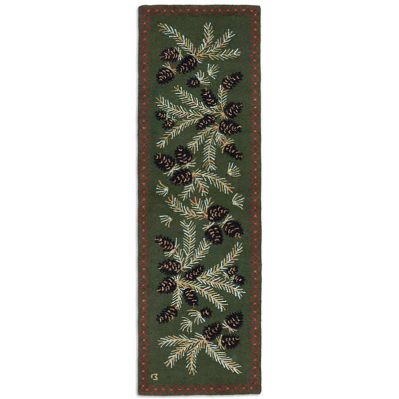 Diamond Pine Hooked Wool Rug - 3 x 8