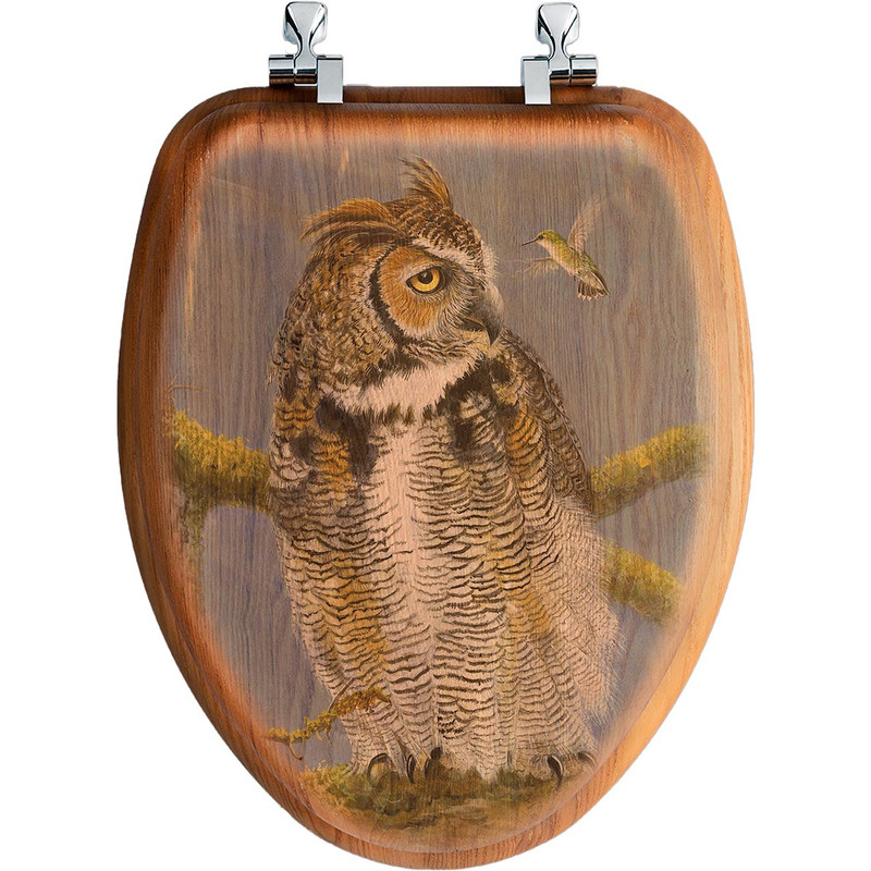 Fearless Owl Wood Toilet Seat - Elongated