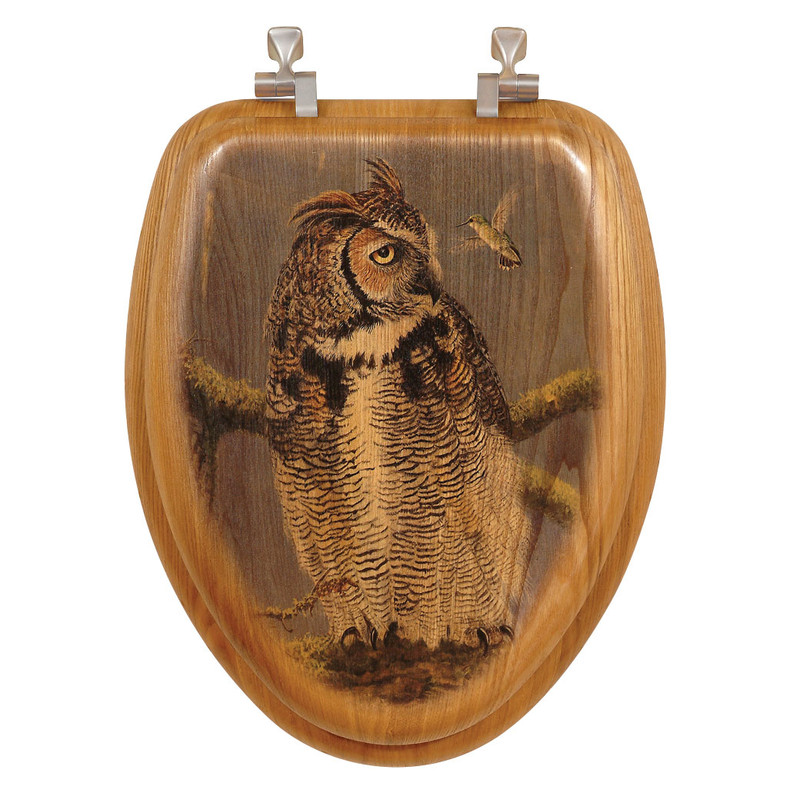 Fearless Owl Wood Toilet Seat - Round