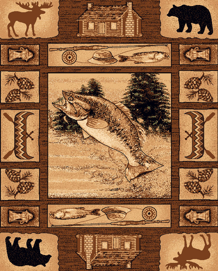 Fishing Scenes Rug - 5 x 7