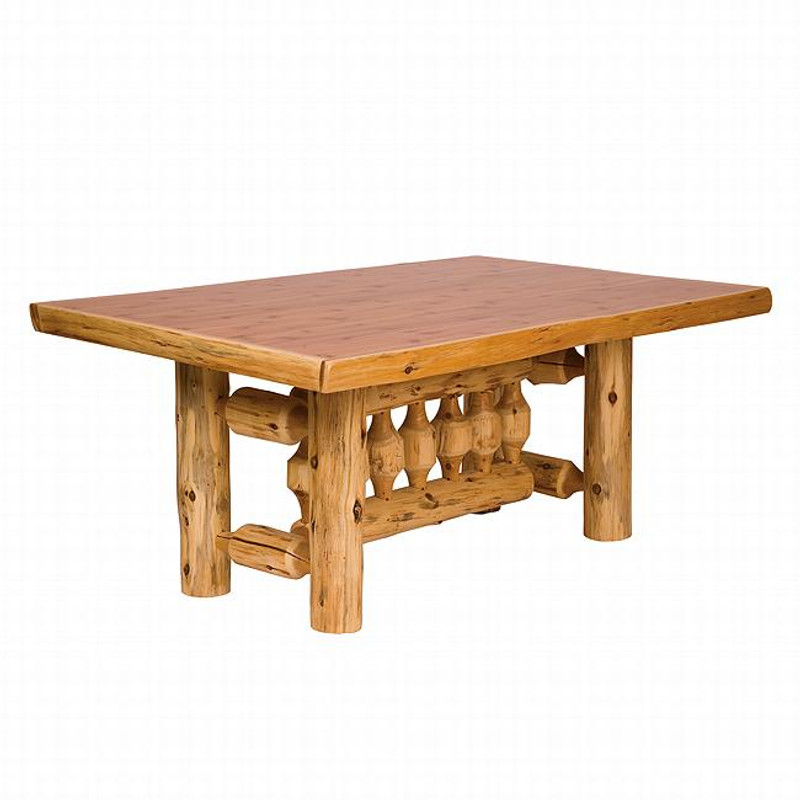Cedar Log Standard Finish Rectangle Dining Table - 8 Foot