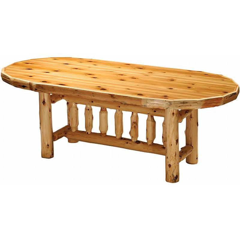 Cedar Log Standard Finish Oval Dining Table - 8 Foot