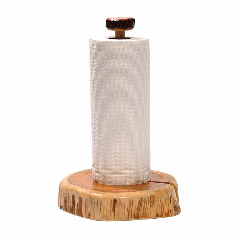 Cedar Log Free-Standing Paper Towel Holder - Log Cabin Decor, Black Forest Decor