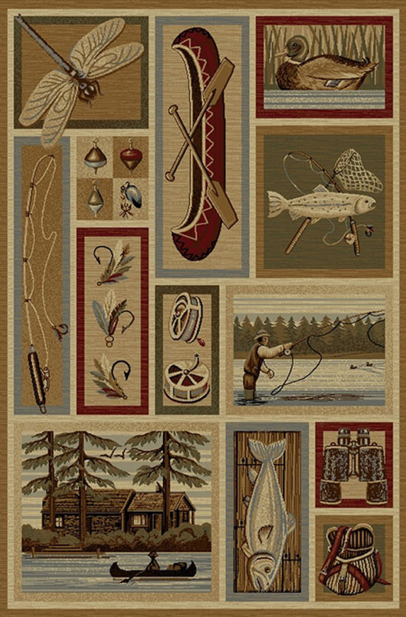Fly Fishing Collage Rug - 2 x 7