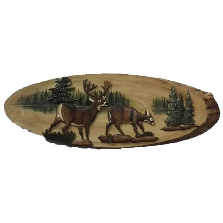 Wooden Wall Art Recycled Wood Deer Head Wall Hanging Black Forest Decor