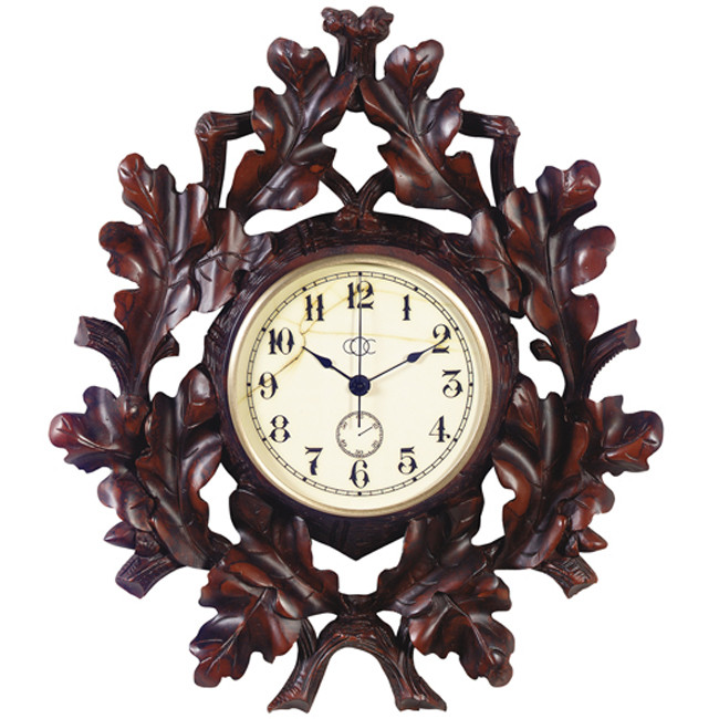 Rustic Clocks & Wildlife Clocks Black Forest Oak Leaf Wall Clock