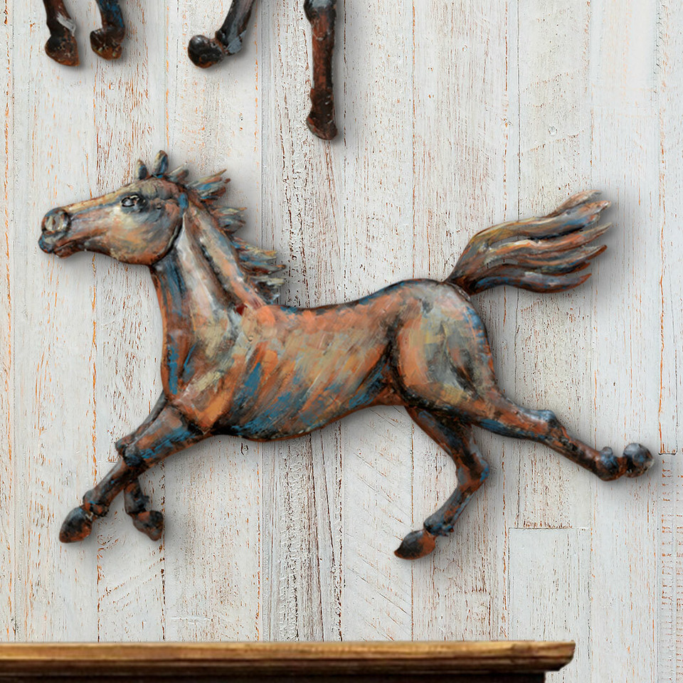 Running Horses Metal Wall Art Black Forest Decor