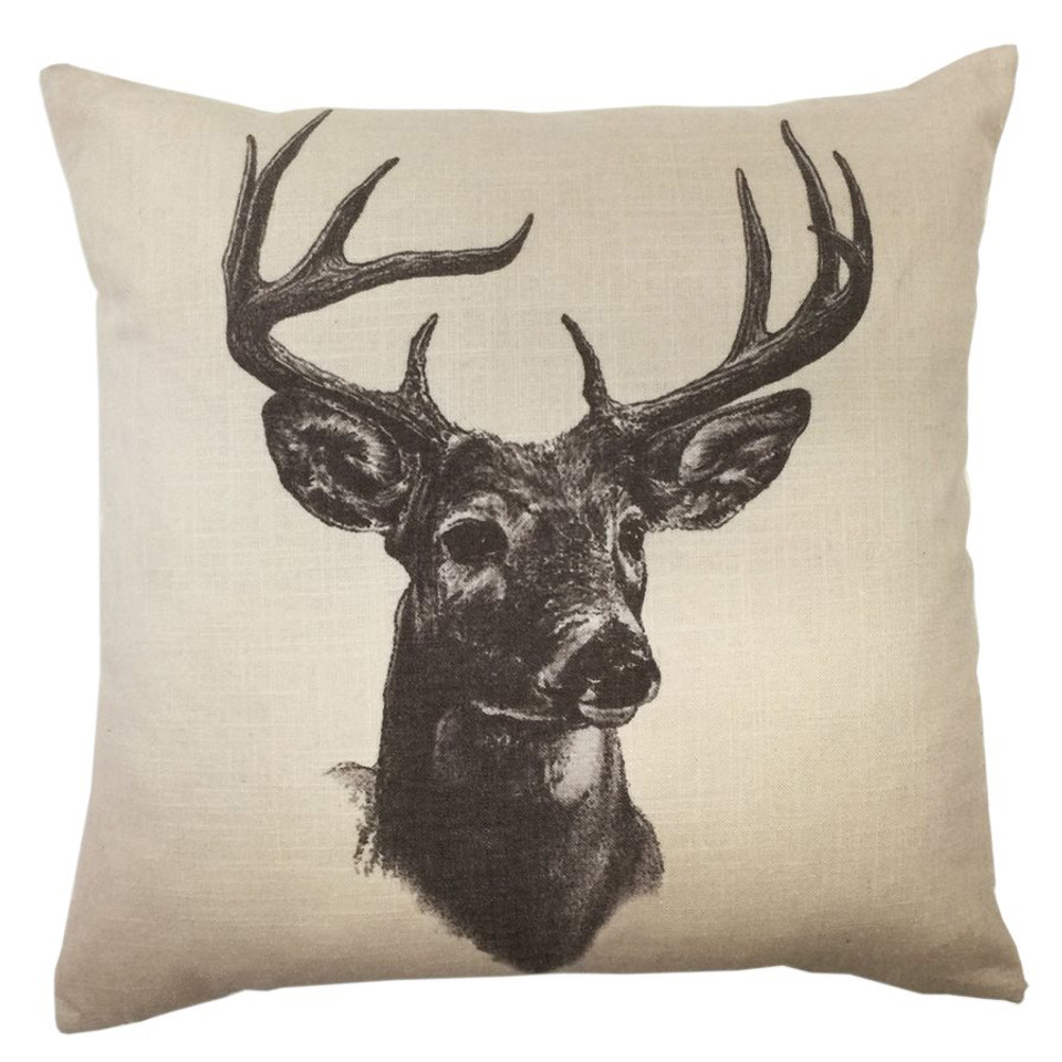 Black on Cream Deer Accent Pillow | Black Forest Decor