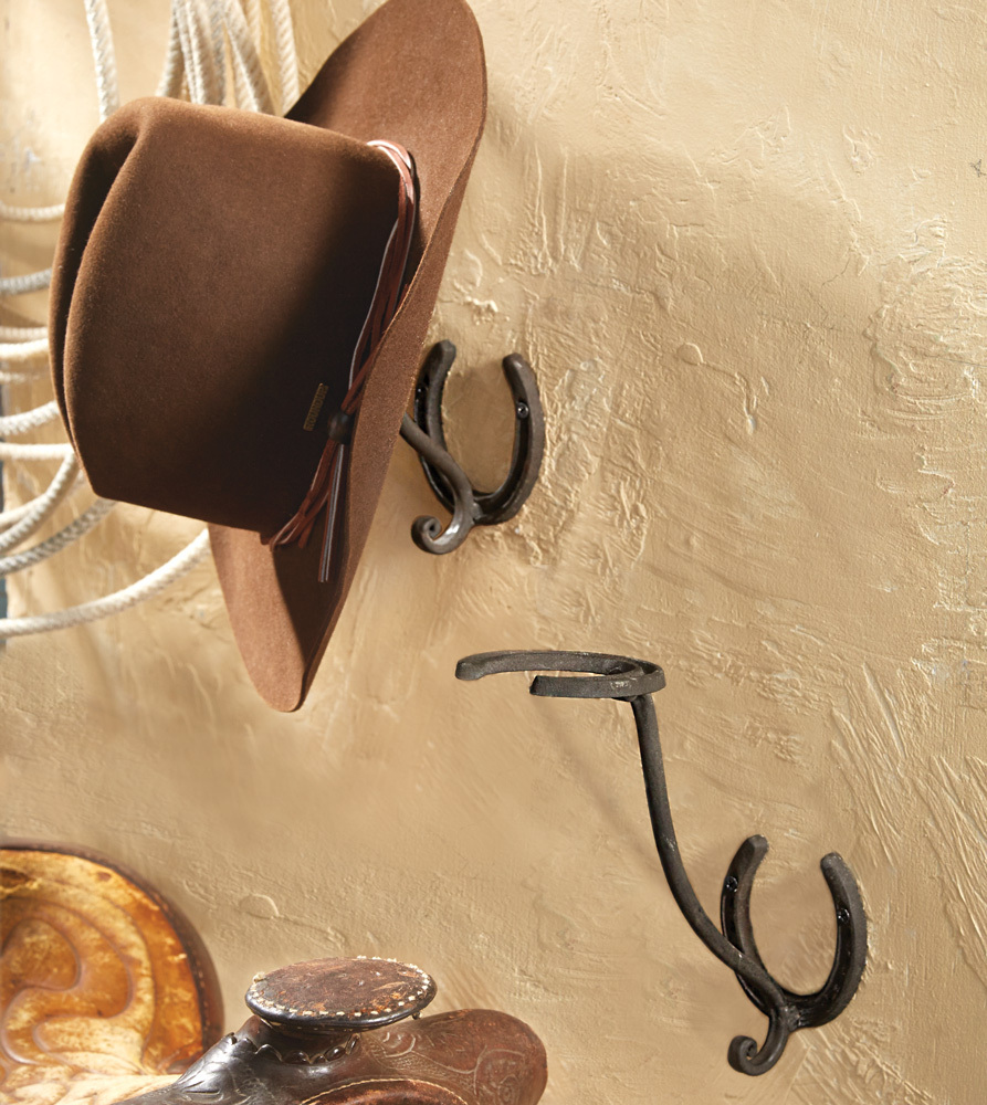 Horseshoe Cowboy Hat Rack - 3 3/4W x 8 1/4D x 11 3/4H from Black Forest Decor