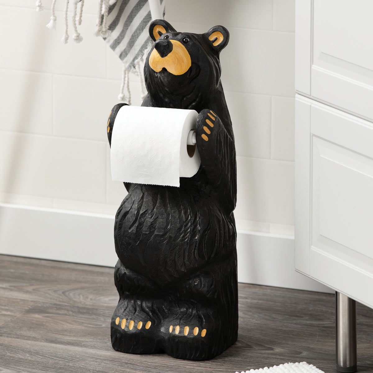 Little Bear Toilet Paper Holder - Log Cabin Decor from Black Forest Decor