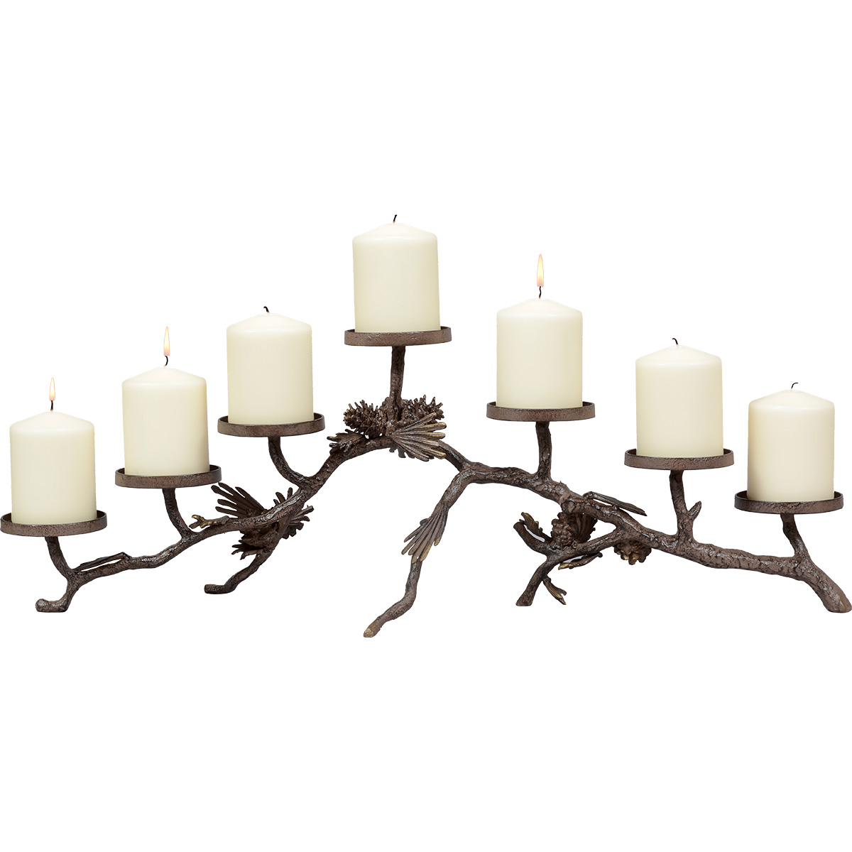 Rustic Candle Holders: Metal Pinecone Candelabra