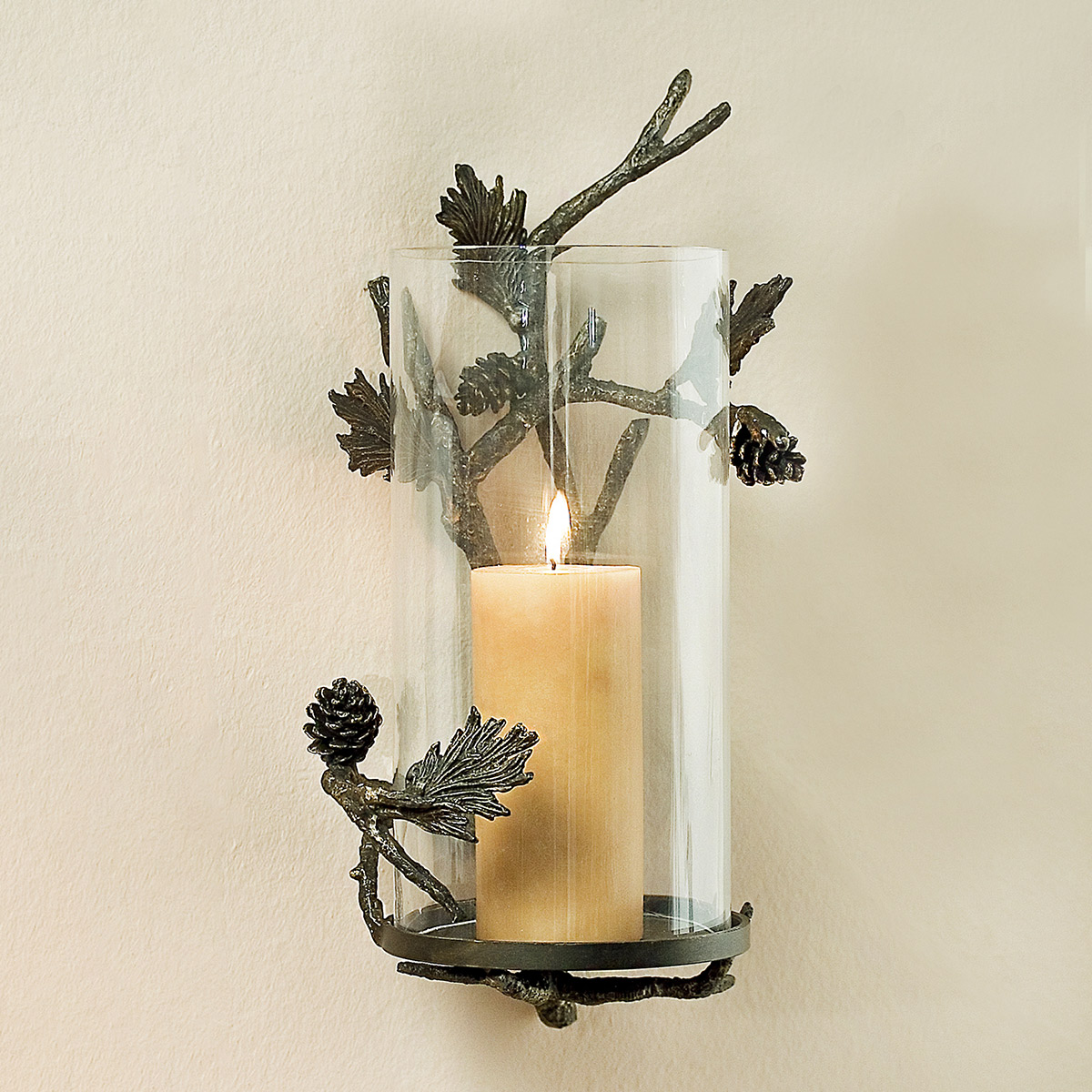 Rustic Candle Holders: Pinecone Wall Candle Sconce