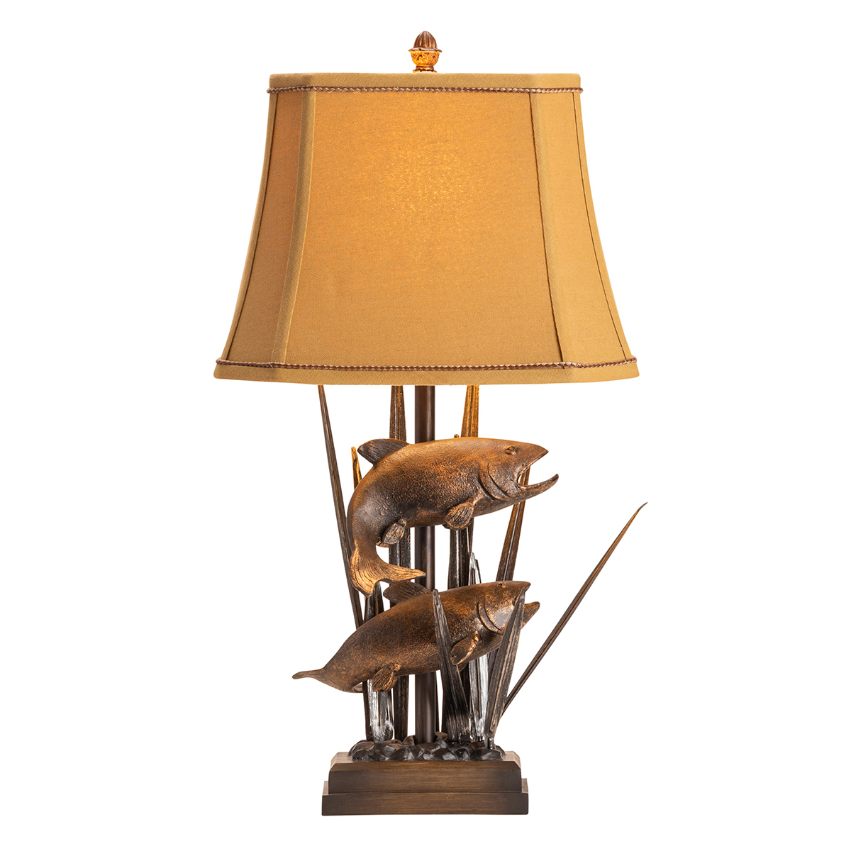 Fly Fishing Portable Table Lamp Rustic Cabin Lake Lodge Trout