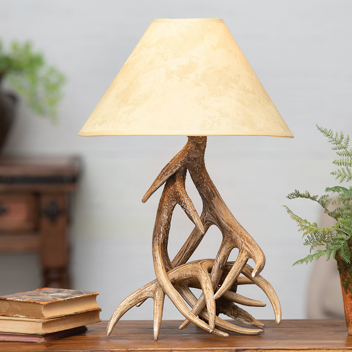 real antler table lamp