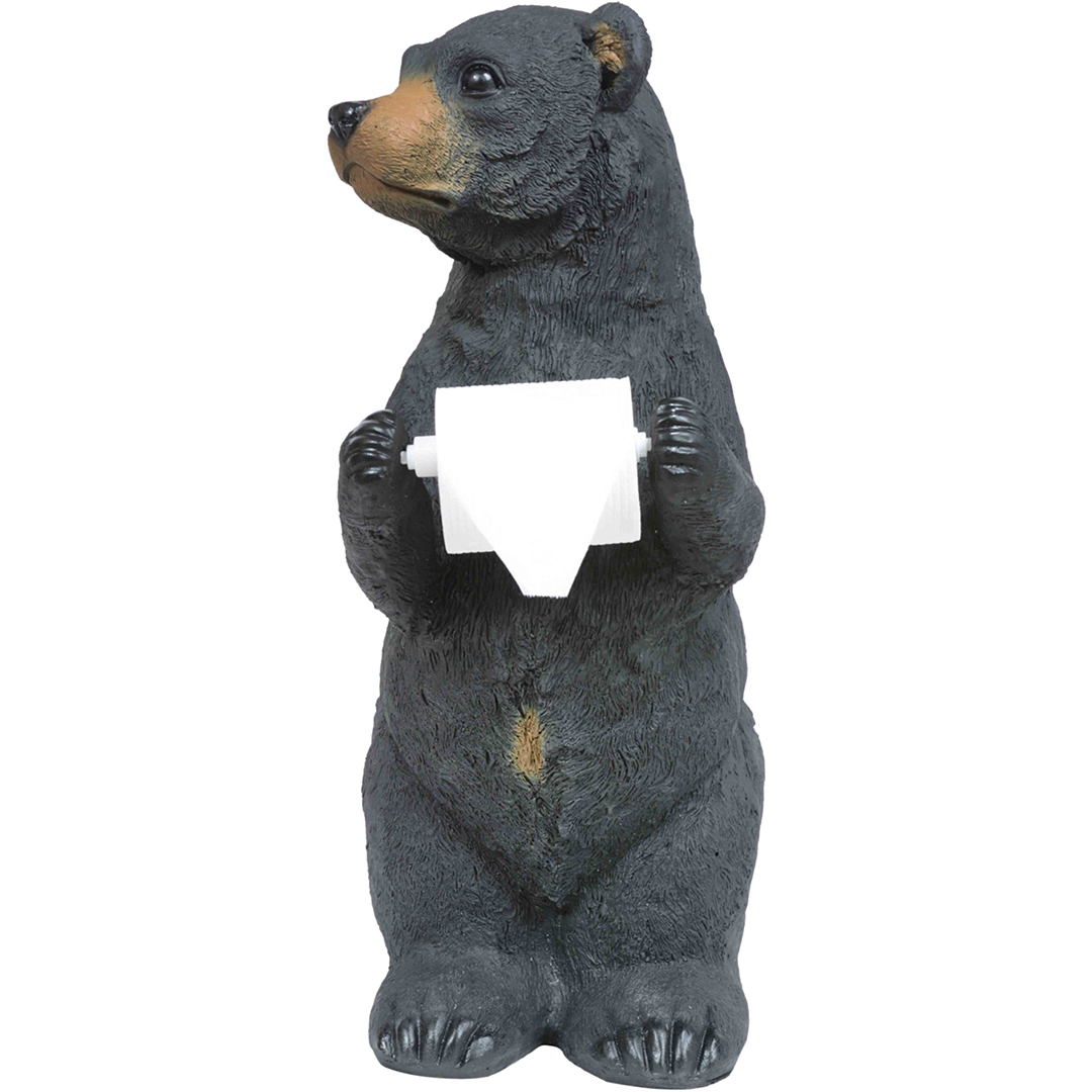 Bear Storage Toilet Paper Holder, Black Forest Decor 15525