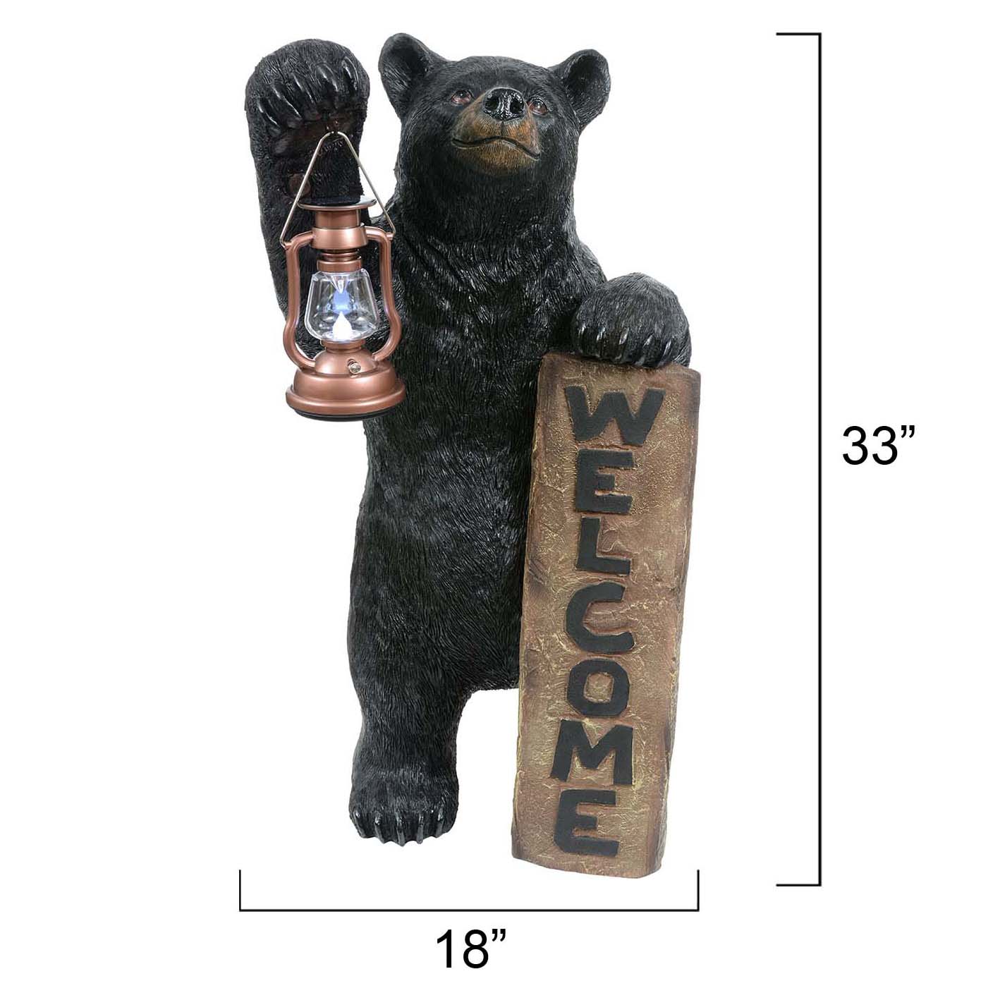 Welcome Bear Solar Lantern Sculpture | Black Forest Decor