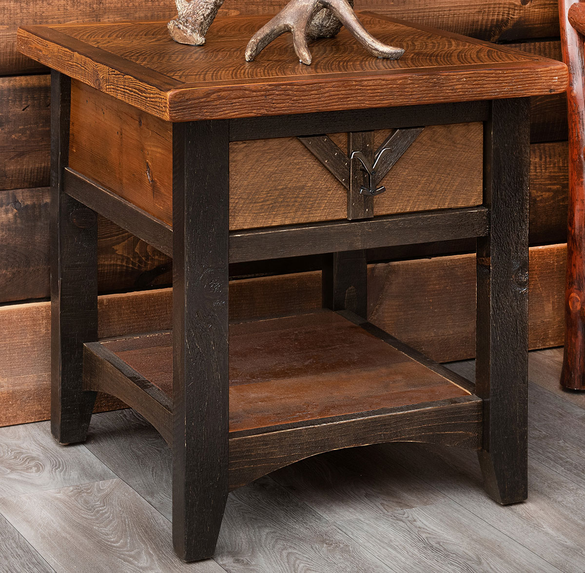 Yellowstone Dutton 1 Drawer Side Table with Shelf