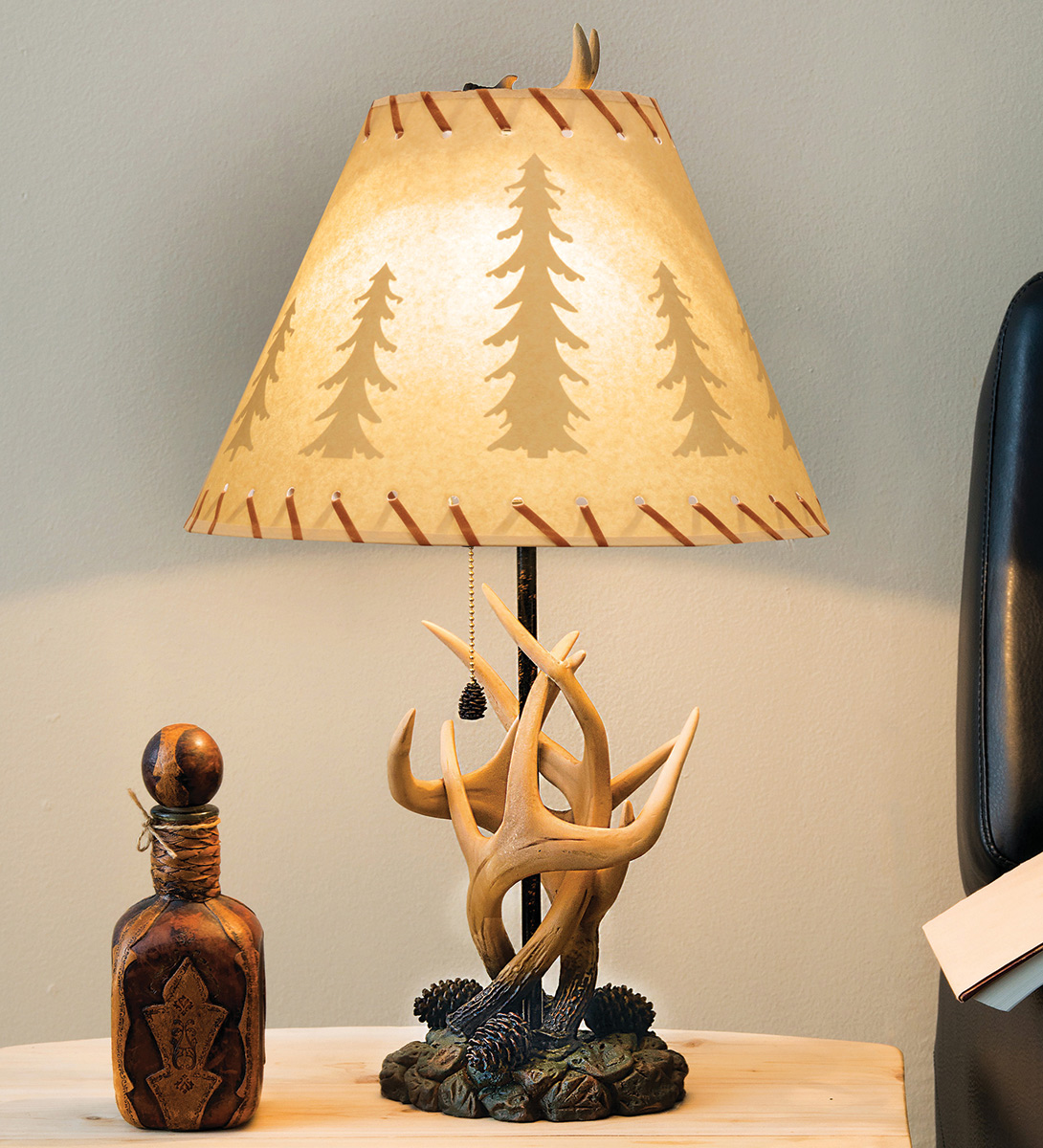 Deer Antler Lamps: Antler & Pinecone Table Lamp | Black Forest Decor