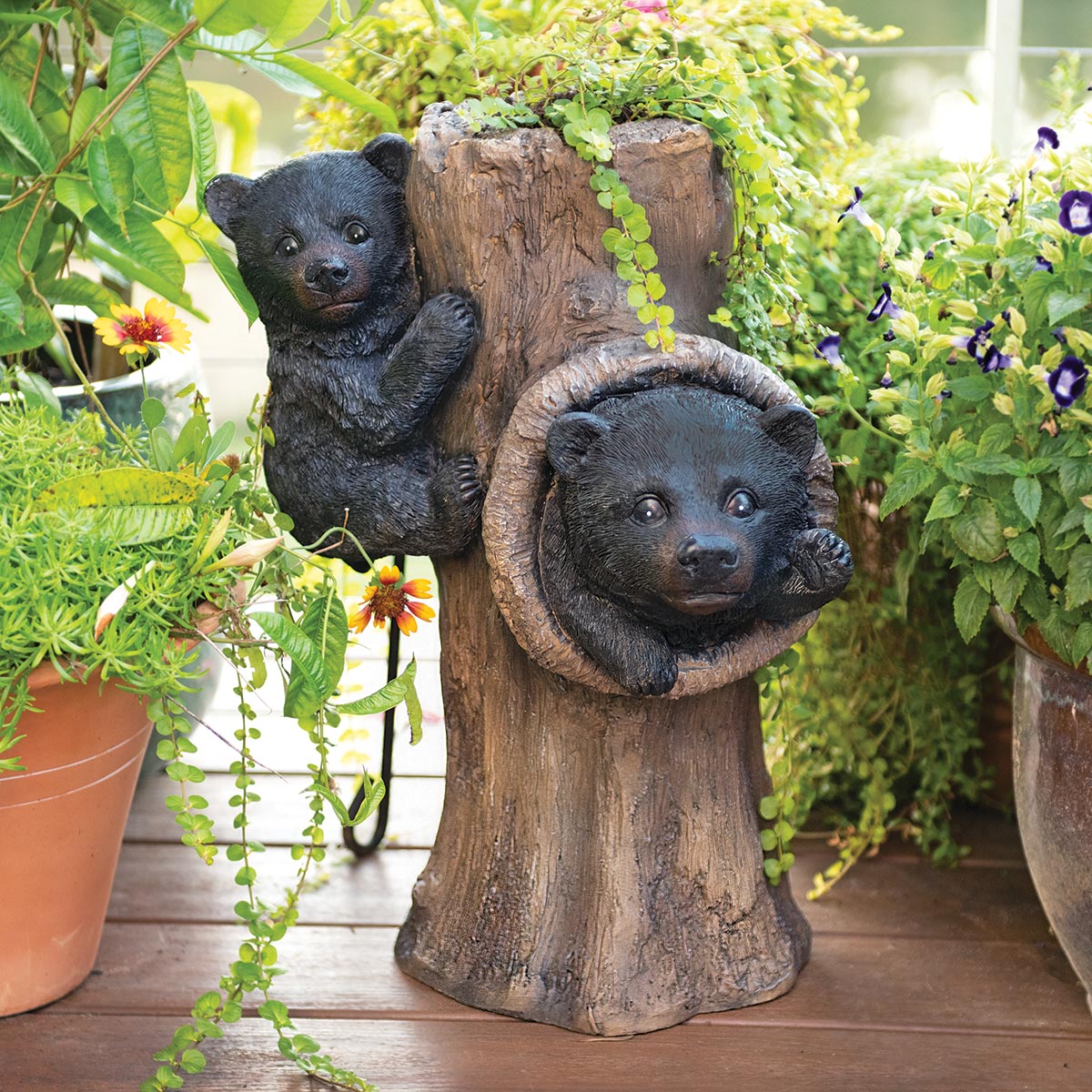 Bear Cubs Tree Trunk | Black Forest Decor