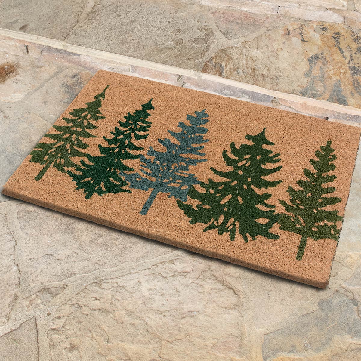 Rolen Winter Fir Coir 28 in. x 17 in. Outdoor Door Mat Millwood Pines