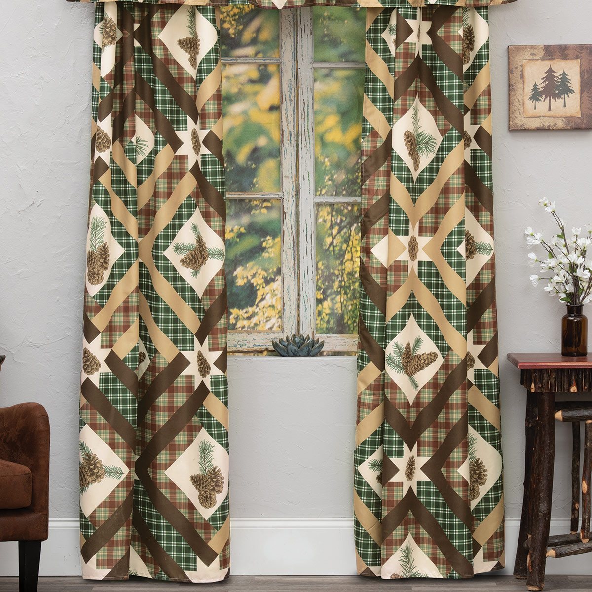 Plaid curtains sale