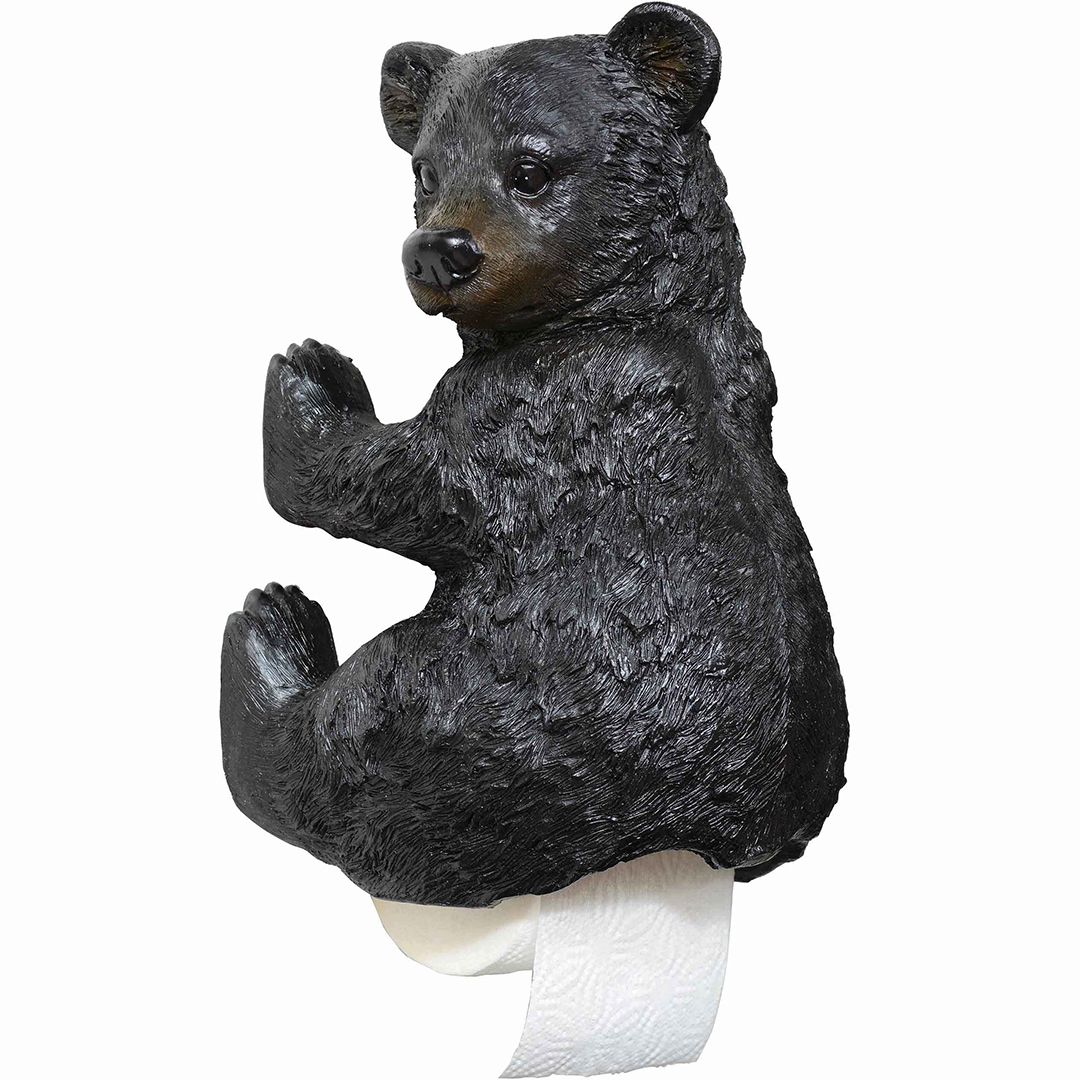 Black Bear in Outhouse Toilet Paper Holder K10016198 - SafariWorks Decor