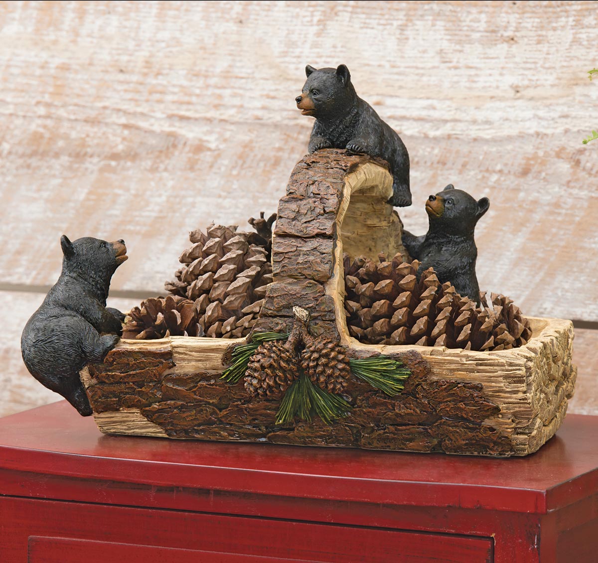 Black Bear Log Basket Black Forest Decor