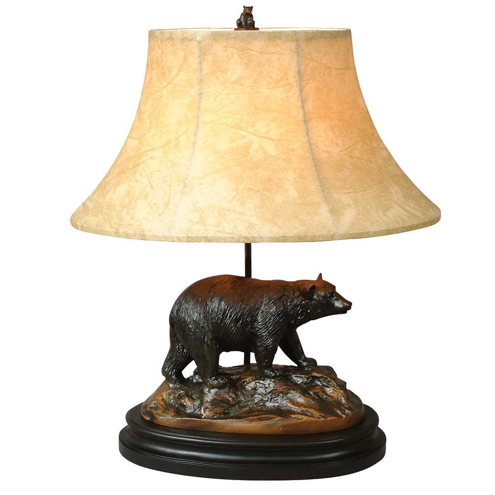 Black Bear and Rocks Sculpture Lamp | Black Forest Decor