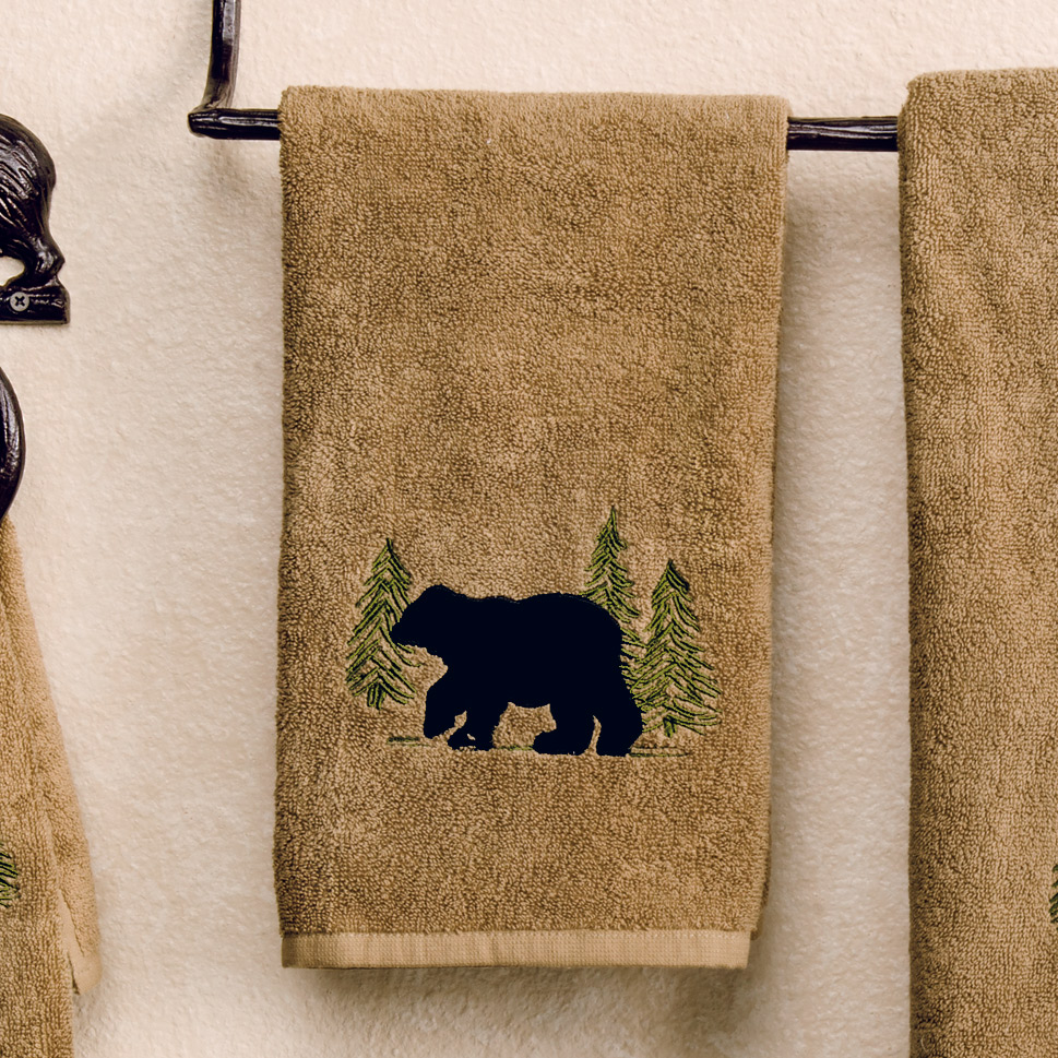 Black Bear Forest Hand Towel - 16W x 28L, Black Forest Decor