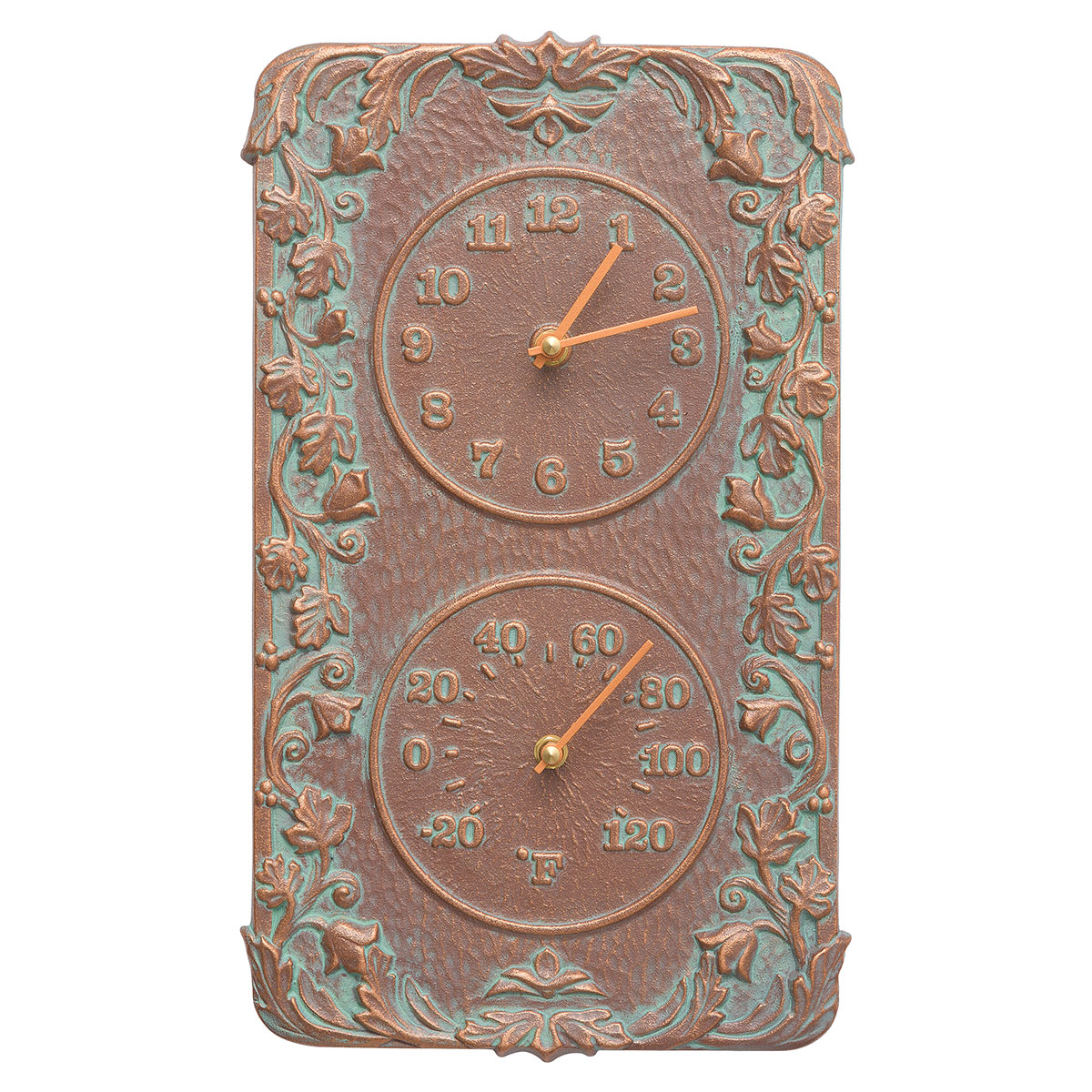 Ivy Silhouette Indoor/Outdoor Wall Thermometer - Copper Verdigris