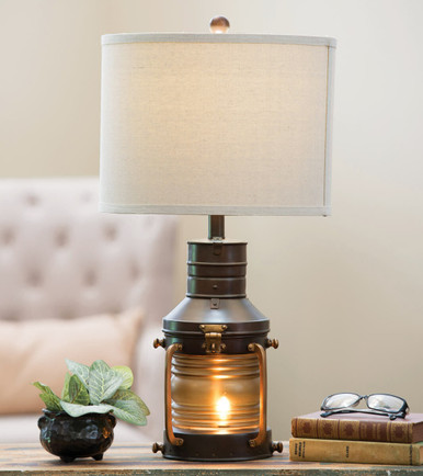 Rustic Lantern Light Electric Lantern Table Lamp ANTIQUED COPPER