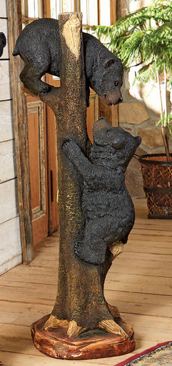 Image of Two Black Bears Climbing Sculpture - Large