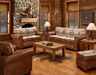 Alpine Lodge Fishing Scene Upholstered 4-piece Seating Set - Bed Bath &  Beyond - 22580863