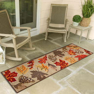 Autumn Leaves Tan Indoor/Outdoor Rug - 2 x 3