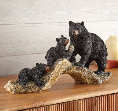 木彫り 熊 家族 wooden curved bear family Bear Family Log Sculpture | Black Forest Decor