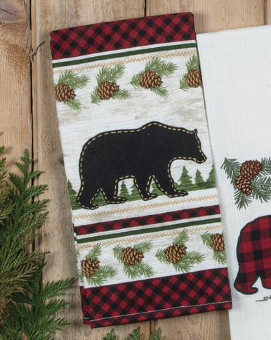 Buffalo Check Black Bear Terry Hand Towel - 28 x 16 - Jake's Country  Trading Post