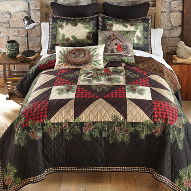 Image of Woodland Cardinal Quilt Bed Set - Queen