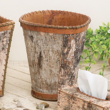 Birch Bark Round Waste Basket