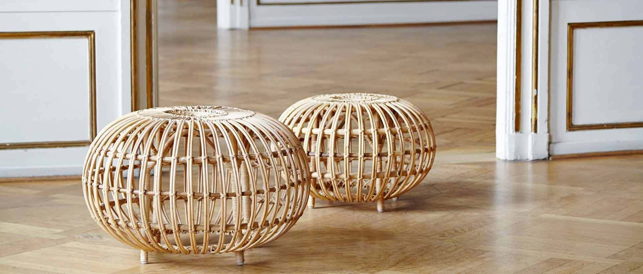 Franco Albini Ottoman | Stylish Rattan Footrest by Sika Design