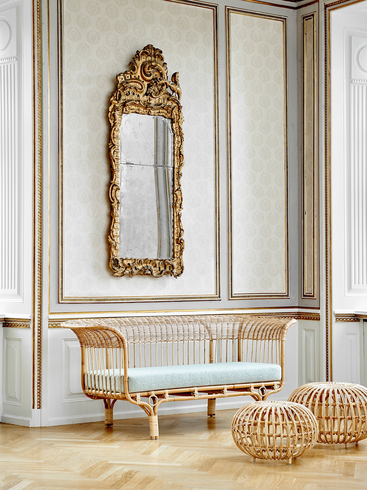 Franco Albini Ottoman | Stylish Rattan Footrest by Sika Design